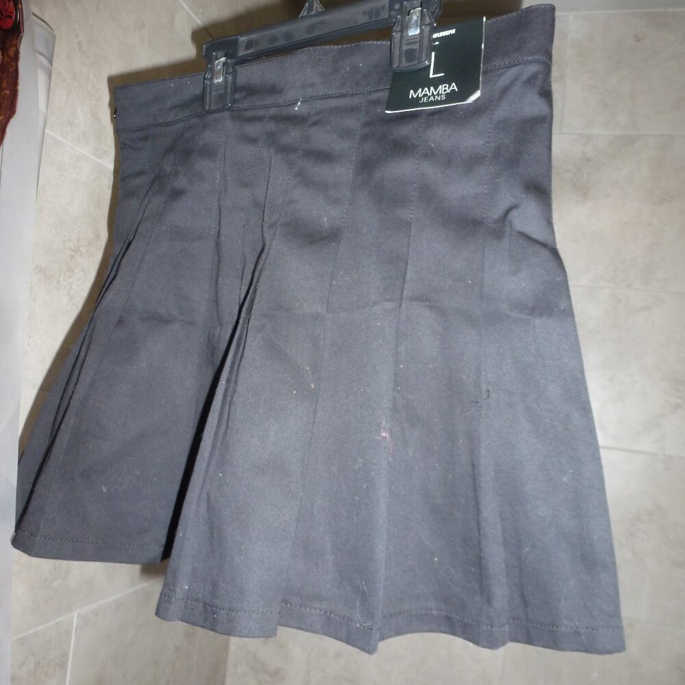 School Girl Plaid Black New Skirt sz L by Mamba